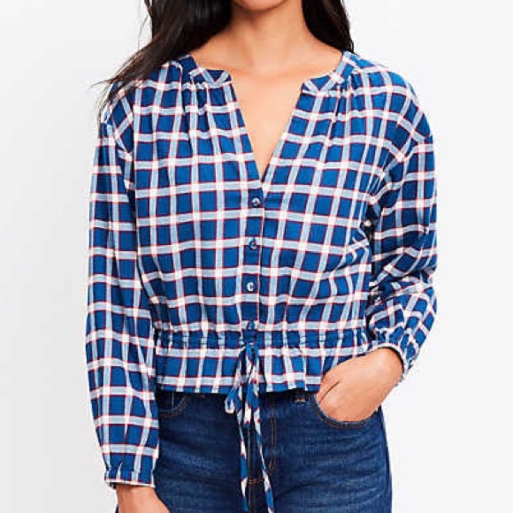 Plaid Flannel Modern Drawstring Shirt | S | Loft